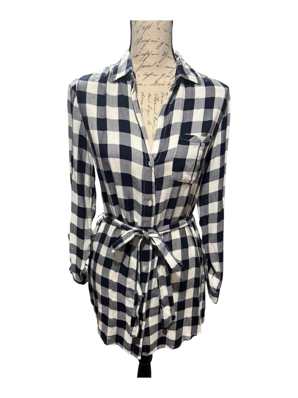 Harper Heritage Navy blue and white Plaid Shirt Dress Soft Flannel size XXS